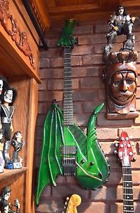 NOS Illusion Dragon Custom Built Electric Guitar Green w/ Custom Fiberglass Case
