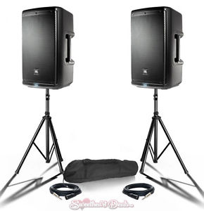 Bundle - JBL EON610 10" Powered Active PA Loud Speakers - Live Sound Club DJ PA