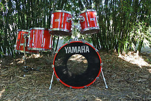 1987 YAMAHA POWER RECORDING CUSTOM DRUM SET STEVE GADD STYLE in HOT RED LACQUER!