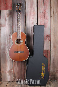 Washburn R320SWRK Parlor Vintage All Solid Wood Acoustic Guitar w Hardshell Case