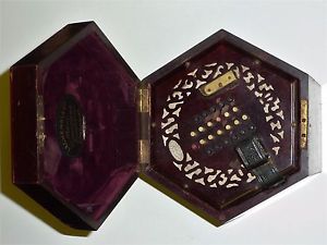 Antique Lachenal concertina 48 buttons in rosewood case