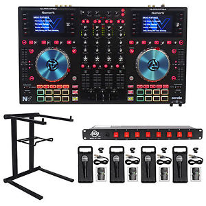 Numark NV DJ Controller for Serato DJ+Power Strip+Laptop Stand+(4) Mics+Cables