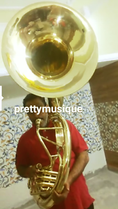 SOUSAPHONE BIG 25" BELL OF PURE BRASS GOLDEN + MOUTHPC + CASE BOX +FREE SHIPPING