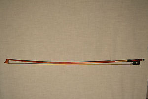 english viola bow in pernambouc silver mount  iron stamp e.s for ealing string