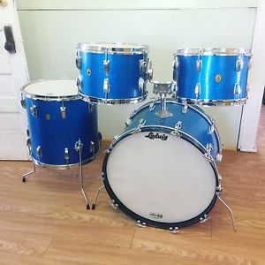 Vintage Ludwig 1965 Hollywood Drum Set Blue Sparkle 12 13 16 22