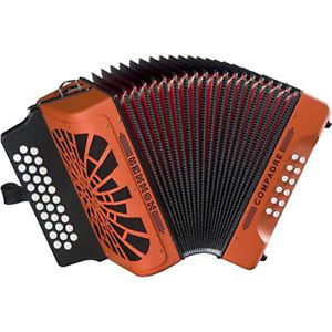 New Hohner GCF SOL 3-Row 31-Button Orange Diatonic Accordion Instrument + Bag