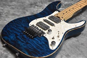 Schecter EX-V-24-CTM-FRT Maple Fretboard Black Aqua Used Electric Guitar F/S