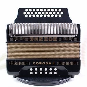 RARE Black HOHNER Corona II Classic button accordion in GCF (A17173)