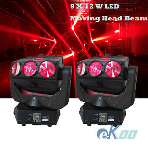 2 Units 9X12 W LED RGBW Moving Head Beam Stage Light DJ Club American