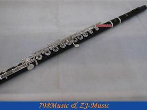 Ebony Wood Grenadilla Flute-B foot-Open Hole-Split-E-Inline-G-Silver Plated