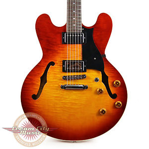 Used Heritage H-535 Semi Hollow Body Curly Flame Maple Electric Almond Sunburst