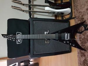 Lefty Agile 7 String Flying V electric guitar left hand EMG 707 hardcase