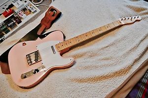 RARE Shell Pink Over 2-Tone Burst Custom Relic Fender Telecaster OHSC, UPGRADES
