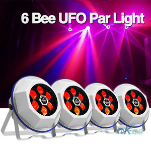 4PCS White 6 Bee UFO Effect Par Light DMX Wash Stage DJ Club American
