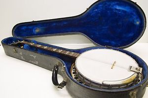 RARE Vintage 1920's Paramount Leader WM L Lange 4 String Banjo w/ Case