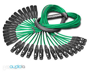 Premium Mogami 2934 16 Channel Snake | Neutrik Gold XLR-F XLR-M | Green 125 Feet