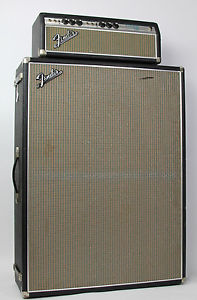 Vintage 1969 Fender Bassman Drip Edge W/ 2x12 Cab Silverface Excellent Condition