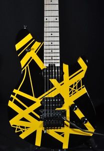 EVH WOLFGANG SPECIAL BLACK YELLOW STRIPED ARCHTOP GUITAR