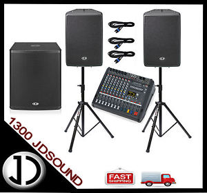 Dynacord PM600-3 powered mixer + D12 speakers + A118A subwoofer +cables NEW