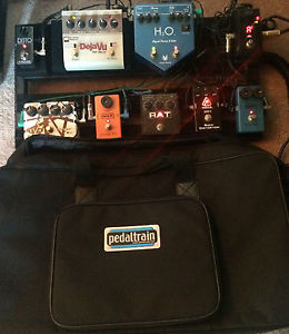 Loaded Pedaltrain 2 Pedalboard with 9 pedals and power supply and bag
