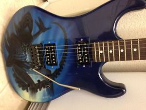 ESP CUSTOM ELECTRIC GUITAR, (ALIEN), w/BLUE AIRBRUSH, GARY LEVINSON CUSTOM TREM