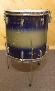 Vintage 50's Gretsch Round Badge Floor Tom Drum 16 X 16 Blue / Silver Sparkle