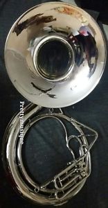 SOUSAPHONE BIG 25" BELL,MADE OF PURE BRASS IN SILVER CHROM + FREE CASE + MOUTHPC