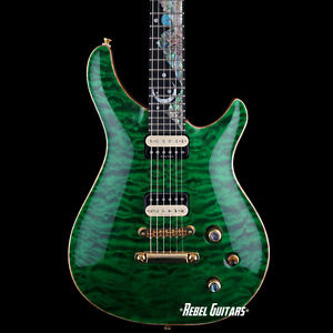 Roman Quicksilver with Moonscape Inlay in Trans Green Quilted Maple Top
