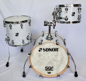 Sonor SQ2 3 Piece Bop kit Med Beech BD, Heavy Beech Toms White Pearl New!