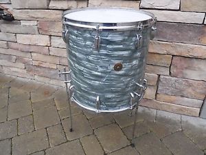 VINTAGE GRETSCH DRUM SET BROADKASTER FLOOR TOM TOM 16 X 16 / 3 PLY MIDNIGHT BLUE