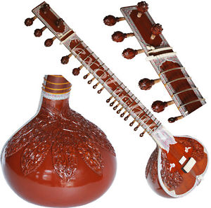 SITAR~RAVI SHANKAR STYLE WITH FIBER BOX~TUN WOOD~STRINGS/MIZRAB/BOOK~STRING EHS