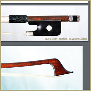 French cello bow Schmitt - silver mounted - J.F. Raffin cabinet certificate