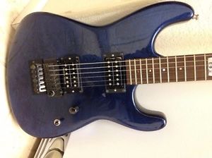 ESP CUSTOM ELECTRIC GUITAR,BLUE MARBLE,INVERTED HEADSTOCK, DUNCANS,GENUINE FLOYD
