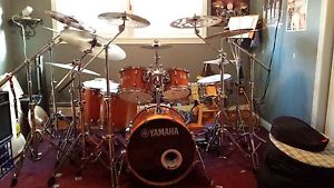 Yamaha Stage Custom Drum Set Cymbals Paiste Sabian Iron Cobra Double Pedals Used