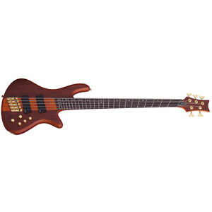 Schecter Research 5-String Stiletto Studio Bass Fanned Fret, Honey Satin +Picks