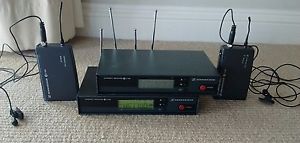 TWO Sennheiser Serie 100 G1 wireless bodypack transmitter receiver & microphone