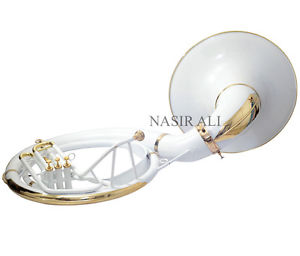 ALL NEW KING SIZE 25' SOUSAPHONE Bb PITCH WHITE COLORED + BRASS POLISHED WITH MP