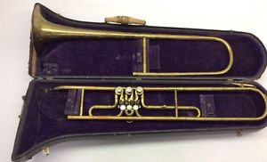 Antique Miland Rotary Valve Angled Trombone With Case