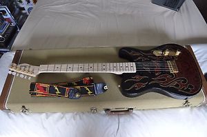 fender james burton telecaster 2007 black with red paisley flames