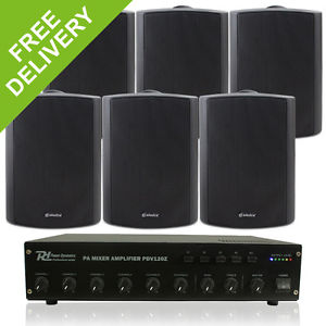 6x Outdoor Indoor Office Shop Commercial PA System Speakers 100V Line Amplifier