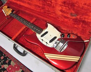 Original 1973 Fender Mustang Vintage 70's Electric Guitar Competition Red Finish
