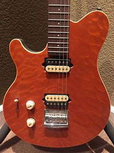 Left Handed Ernie Ball Music Man Axis Super Sport Electric Guitar, Orange Quilt