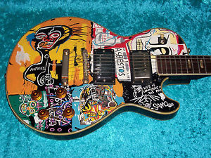Hand painted Basquiat Vintage 1970's 70's Lawsuit guitar w Gibson Les Paul knobs