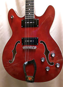 Hagstrom Viking P - Cherry red Semi-Hollowbody 6-String Electric Guitar, New!