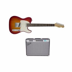 Fender Telecaster Electric Guitar, Aged Cherry Burst W/Fender LE Vibrolux Reverb