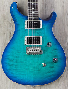 PRS Paul Reed Smith CE 24 Wood Library Quilt Top Guitar, Makena Blue, Black Neck