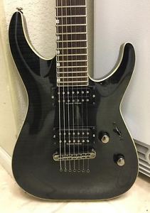 LTD H-1007 7-String Electric Guitar, See-Thru black, Duncan Custom/Jazz, Tonepro