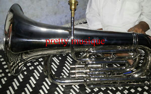TUBA EB FLAT LARGEST MUSICAL INSTRUMENT BRASS BAND PURE BRASS IN CHROME POLISH