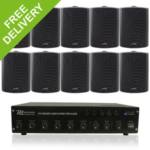 10x Adastra White Outdoor Background Music Garden Speakers Amp PA System 60W
