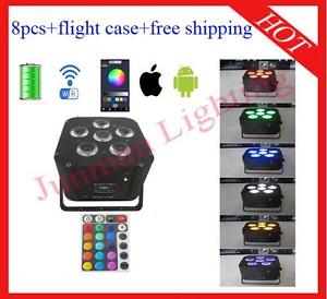 8pcs 6*18W RGBWAP 6 in 1 Wireless DMX IR Battery Wifi Led Par Free Shipping